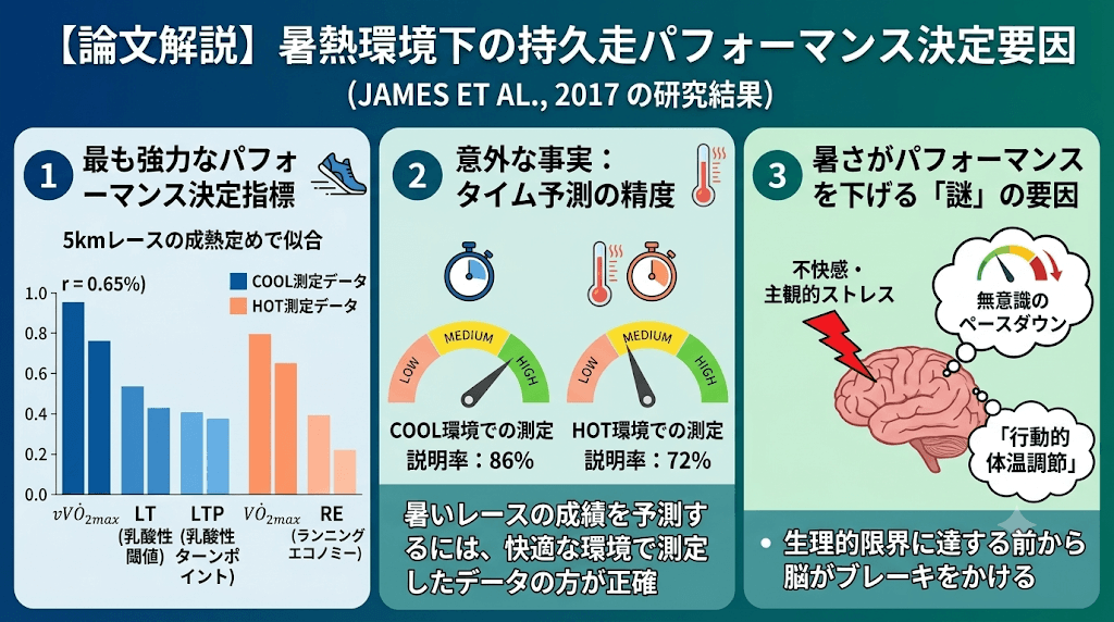 まとめ:暑熱環境下での持久走パフォーマンスの決定要因